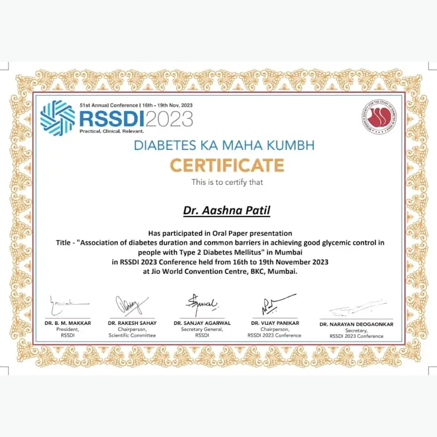 Research Society for the Study of Diabetes in India Certification