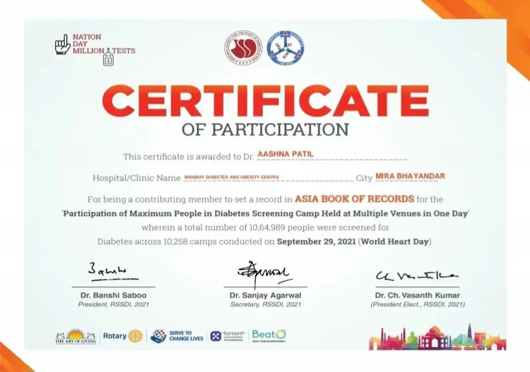 Research Society for the Study of Diabetes in India Certification for Participation