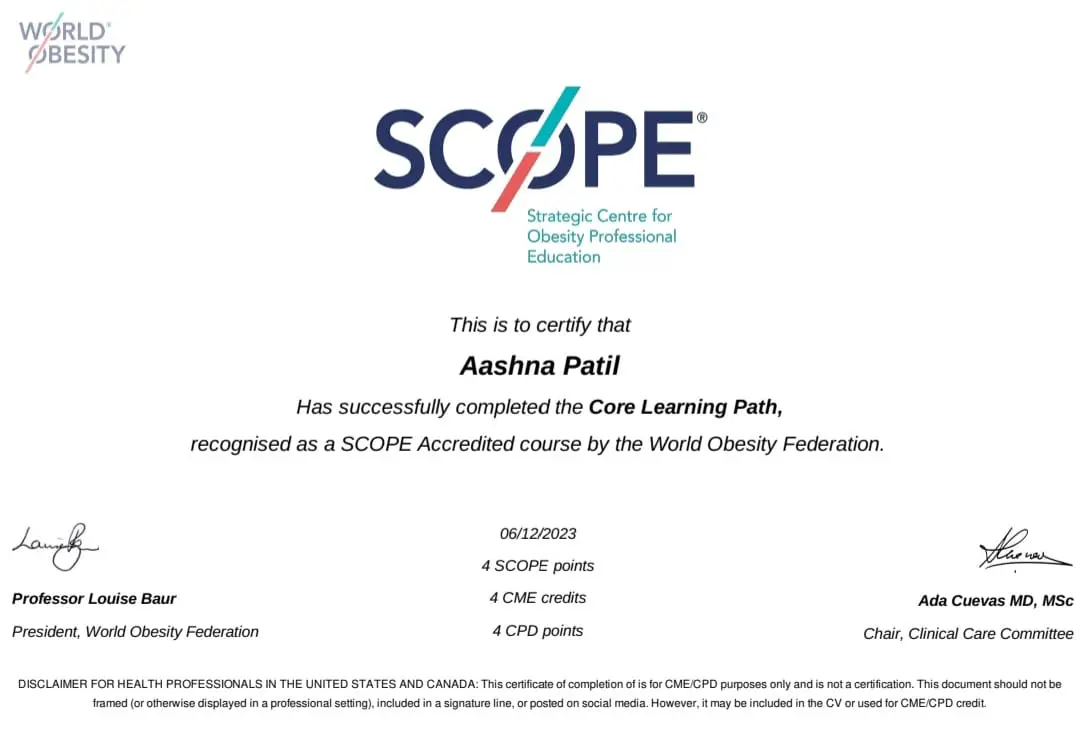 Strategic Centre for Obesity Professional Education Certificate